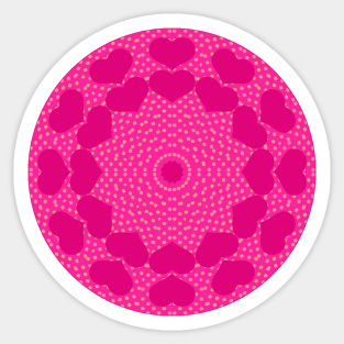 Pink Hearts Kaleidoscope Style Mandala Sticker